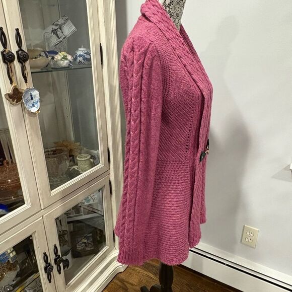 Halston Heritage Pink Cable Knit Cardigan - Picture 9 of 11
